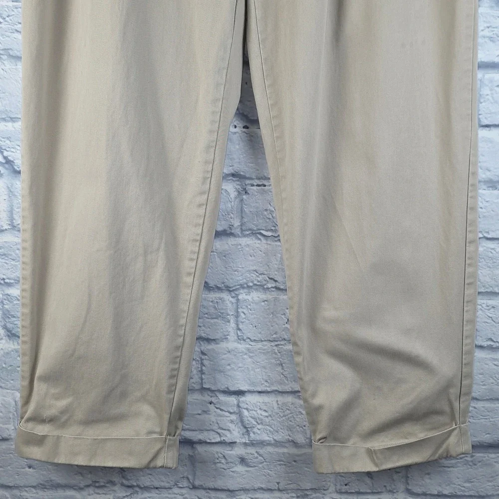 Vintage Polo Ralph Lauren Men Hammond Pant Khaki Pleated Cuffed Chinos (34X29)